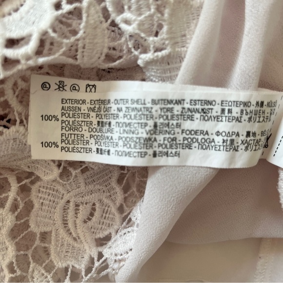 Zara Basic Guipure Lace Top Blouse Short Sleeve Lined Tank Top Floral Pink Sz XS - Picture 12 of 14